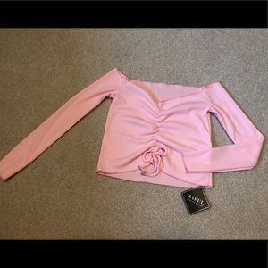 Zaful Off-the-Shoulder Long Sleeve Crop Top